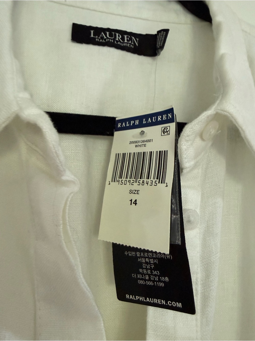 Ralph Lauren White Linen Tie-Front Midi Shirt Dress - Picture 2 of 4